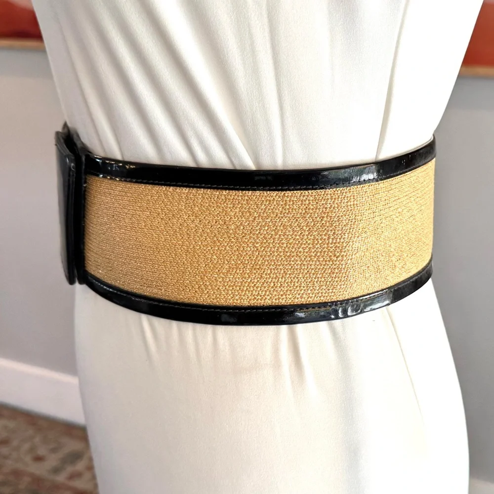 Vintage Anne Klein Black and Tan Wide Belt